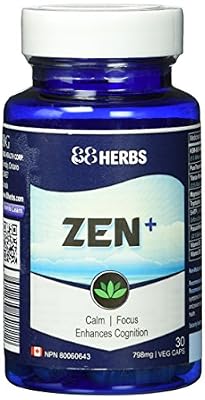 88Herbs Zen+ | Supplément Anti-Anxiété | Améliore l’humeur et la concentration | Sans somnolence | Ingrédients de première qualité à action rapide