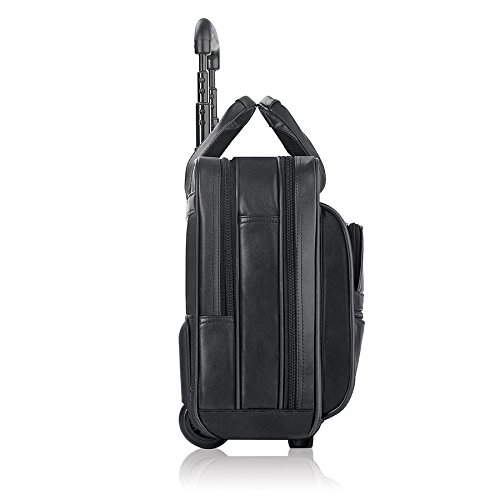 Classic Leather Rolling Case, 15.6“, 17 x 8 x 13 1/2, Black, Sold as 1 Each - 5