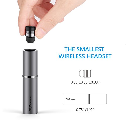 Mini Auriculares Inalambricos  SAVFY Realmente Auriculares Bluetooth Inalambricos  Menor Inal  mbrico Manos libres Bluetooth Auriculares in Ear con Cargador Port  til y Reducci  n de Ruido para Corriendo   iPhone  Gris