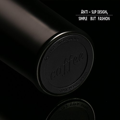 BOJIN Thermobecher 380 ML Edelstahl Kaffeebecher Trinkflasche für Reise Camp Sport Auto Schwarz - 5