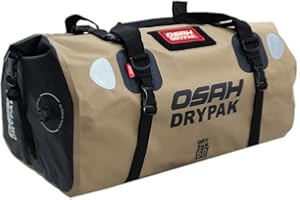 Greanthour Bolsa Seca Impermeable para Motocicleta,Cola de Equipaje Bolsa，Gran Espacio de Almacenamiento，los Hombros Adecuada para Ciclismo, Camping, Deportes Acuáticos(Barro marrón, 60L)