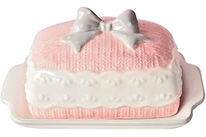 FANXIYA Mantequera Porcelana Contenedor para Mantequilla Cerámica Mantequera con Tapa Mantequillera Plato de Mantequilla para 250gr de Manteca