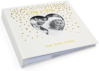 Mr and Mrs Gold Dot Love Story Wedding Photo Album 4x6" Boxed and Gift Bag