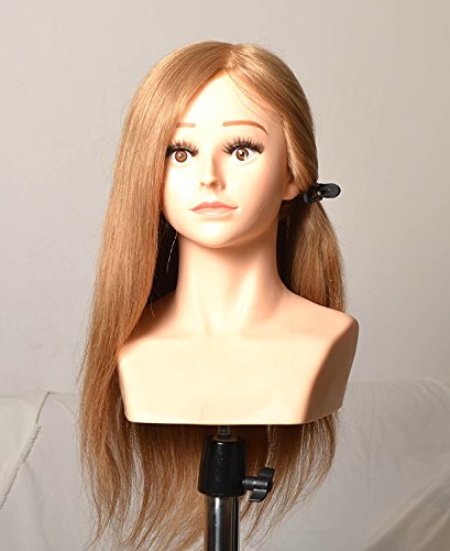 Crisnails - Testa manichino per parrucchiere, 55 cm, 100% umano