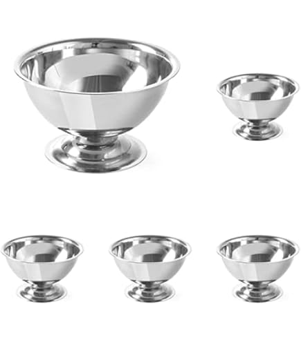 Hendi 441107 Coupe à Glace Inox - Lot De 5, Sur Pied, Lave-Vaisselle, Ø90x50mm