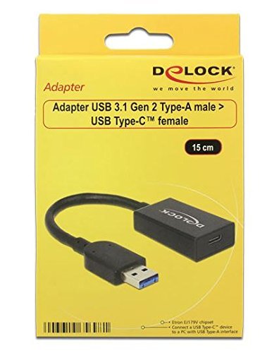 Delock 65698 Adapterkabel USB 3.0 A Stecker auf USB Type-C Buchse 15 cm schwarz - 2