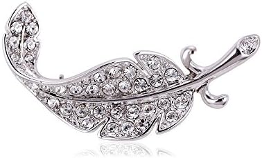 yparah Royal Leaf White Brooch – Swarovski Crystal