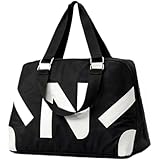 Tote Bag with Bold Geometric Print for Women, Black and White, Waterproof Lightweight Shoulder Bag with Zipper Pocket, Two Way Carry Handles, Multipurpose for Office Work Travel Grocery: 