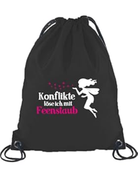 Shirtstreet24, Feenstaub, Fee Fairy Turnbeutel Rucksack Sport Beutel, Größe: onesize,Schwarz