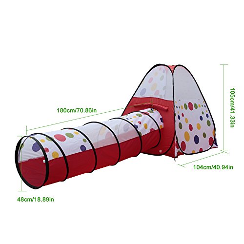 Pellor Polka Dot Design Kids Indoor/Outdoor Tunnel Tents Party Play Toy House Tunnel Tent Toy Hut