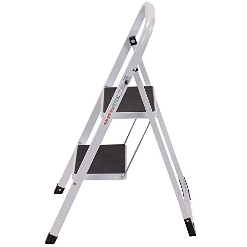 VonHaus Schwerlast Klappbare Transportfähige 2 Stufen Leiter Stehleiter Stahl - 2