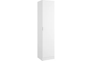 DEKIT GRUPO RIMOBEL Essen - Armadio guardaroba a 1 porta, 2 ripiani e barra appendiabiti - Bianco - 184x41x52 cm