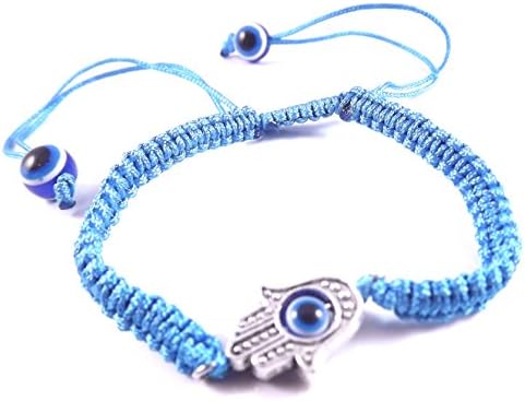 Kabbalah Jewelry BraceletsLot of 10 Hamsa Hand Evil Eye Judaica Kabbalah Dark Blue Charm Bracelets - Adjustable Jewelry Wrap with Rotating Lucky Eye