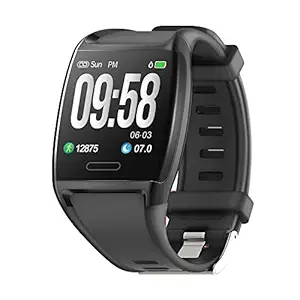 HalfSun IP67 Waterproof Activity Fitness Tracker Smartwatch with Heart Rate Monitor, Blood Pressure Monitor, Sleep Monitor, Calorie Counter, Pedometer (Black)