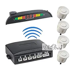 Dhe Best K4 Car Reverse Parking Sensor with LED Display White Set of 4 Compatible With Hyundai Eon