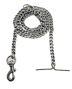 Pups&Pets Durable & Heavy Duty Diamond Cut Dog Chain Back Nickle Grinder No.8 Heavy Weight Dogs Leash Heavy Duty Dog Chain with Brass Hook (L - 63 inch) for Giant Breed Dog