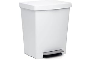 TATAY Poubelle Cuisine avec Pédale Cubik 21L | Finition Mate | Intérieur et Extérieur | Pour Sacs de 20 à 30L | Plastique Résistant Sans BPA | 33,5x30x39 cm, Blanc