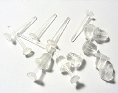 Cooplay 1 X 3mm 5mm Invisible Plastic Earrings Blank Pins Stud Tiny Head Findings DIY Supplies Back Post Earnuts Pad Nickel Free (3mm)