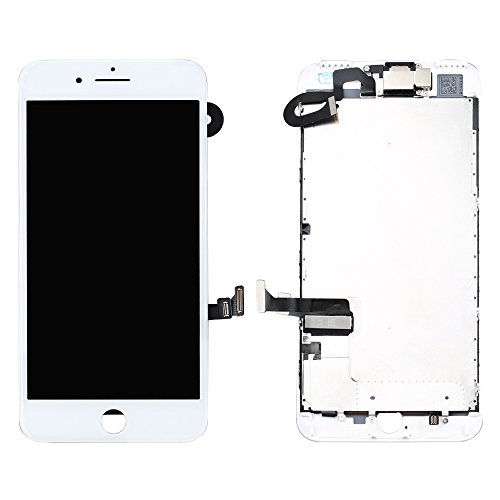 LL TRADER Remplacement d'écran pour iPhone 7 Plus (5,5 Pouces) Numériseur Tactile LCD Ensemble Complet d'affichage avec Caméra Frontale + Haut Parleur + Outils de Réparation (Blanc)