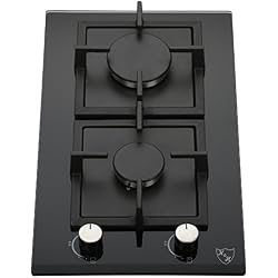 K&H Domino 2x Brûleurs Table de Cuisson Gaz en Verre trempé 30cm 2Z-KHG