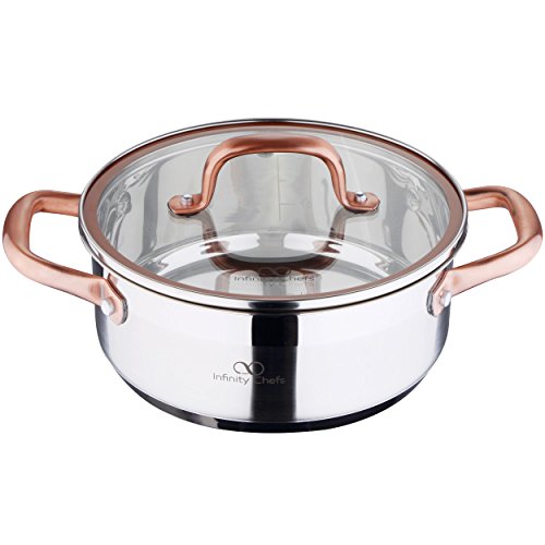 Bergner Infinity Chef Faitout à Induction en Acier Inoxydable avec Couvercle en Verre Argenté 20 cm