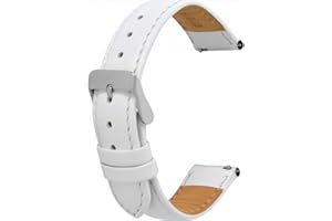 Toff London Ladies Leather Watch Strap, Quick Release with Silver Metal Buckle, Band Width 18mm