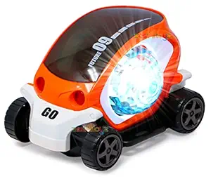 zest 4 toyz Stunt Car 360 Degree Rotating Stunt Car Bump and Go Toy with 4D Lights & Sounds Musical Car Battery Operated Toy for Kids - Assorted (Pack of 1)