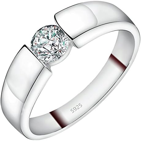 Meyiert 925 Sterling Silver Cubic Zirconia Cut CZ Wedding Engagement Ring (with Gift Box)