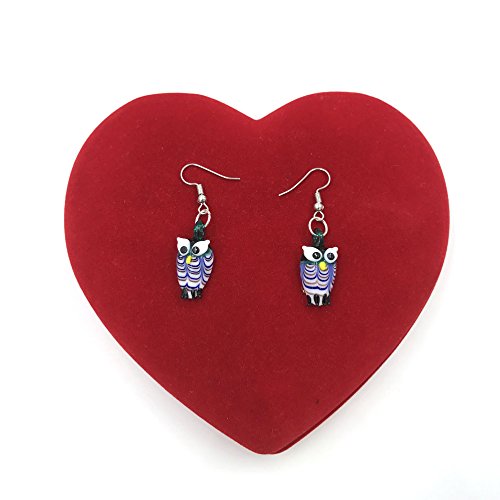 Skyllc® Mode Eulen Muster Murano Glas Halskette baumeln Ohrringe Schmuck Set - 3