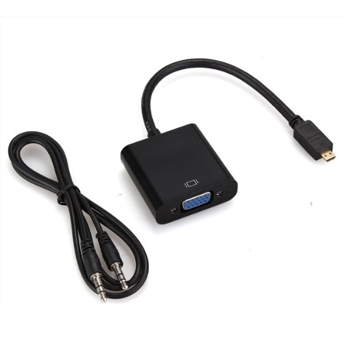 fitTek Micro HDMI zu VGA Adapter Kabel Konverter mit Audio-Kabel Schwarz - 3