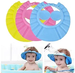 FosCadit shower caps Adjustable Safe Soft Bathing Baby Shower for Children, with Protection For Eyes And Ear when hair wash(multi-color)