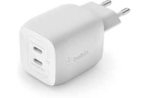 Belkin 45 W USB-C şarj cihazı, 2 bağlantı noktalı, Power Delivery 3.0 ve GaN teknolojisi ile iPhone 14/14 Plus, 13, Pro, Pro Max, mini, iPad Pro 12.9, 11, MacBook, Galaxy S22, Tab vb. için hızlı şarj