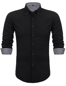 Schonlos Herren Oxford Hemd slim fit einfarbige Hemden Langarmhemd Freizeithemd Männer Shirts