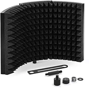 DEVICE OF URBAN INFOTECH Professional Microphone 3 Panel Isolation Shield 3 Layer Sound Absorbing Vocal Booth Portable Foldable Reflection Foam Filter Acoustic Treatment Equipment for Studio Recording