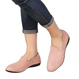 Tianwlio Frauen Herbst Winter Stiefel Schuhe Stiefeletten Boots Frauen Freizeit Runde Zehe Wildleder Schlüpfen Schuhe Flache Einzelne Schuhe Erbsen Boots Schuhe Rosa 39