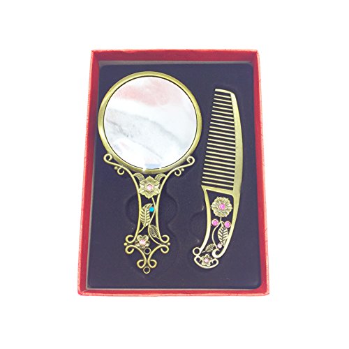 Beauty360 Spiegel mit Griff und Kamm Passagiere in einer Hand Taschenspiegel Exquisite - 3