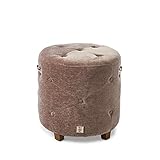samtig weicher Bezugsstoff Riviera Maison - Pouf, Hocker - Samthocker - Samt - Altrosa - mit Edler Chesterfield Steppung