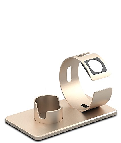 iProtect Aluminium Ladestation Halterung für Apple Watch und iPhone 5, 6, 7 in gold - 2