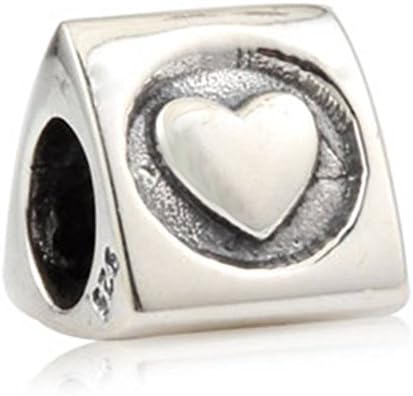 Sandcastle Charm Love Heart in the Circle 925 Sterling Silver Charm for Mother's Day Gifts European Charms Bracelets By