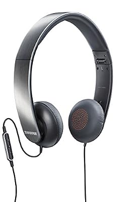 Shure SRH145M+-E Casque audio fermé avec télécommande et micro pour iPhone/iPad/iPod, nomade, repliable, gris métallique