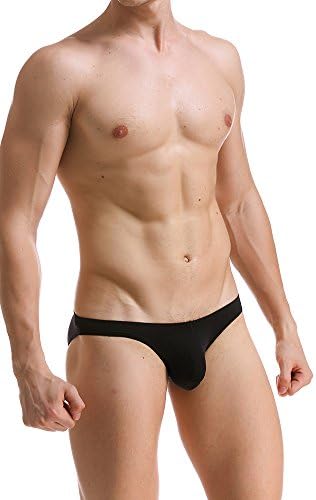 Louis Rouse Men’s Sexy Low Rise Breathable Briefs Underwear (M, Black)