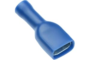 SWITCH ELECTRONICS 100 x Blue 6.3mm Female Fully Insulated Crimp Spade Connector 14-16AWG Wire Cable Electrical