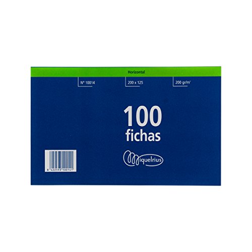 Miquelrius Número 4Fichas rayadas, 125 x 200 mm, 100 unidades