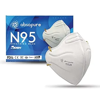 ABSOPURE Face Fit N95 Breathing Mask NIOSH Certified Reusable & Anti Pollution| 6 Layer Filtration with Meltblown & Hot Air Layers | For Men & Women- White, Pack of 5 (Earloop Style)