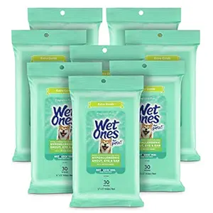 Wet Ones for Pets Extra Gentle Dog Wipes with Witch Hazel for Snout, Eye, Ear, 30 ct - 8 Pack | Fragrance-Free Dog Wipes for All Dogs Wipes with Wet Lock Seal