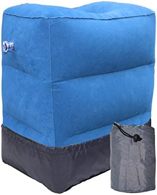 Foot Rest Pillow,Inflatable Portable Foldable Travel Pillow Relax Cushion Airplane Footrests/Car Seat Footrest with Storge Bag for Children Outdoors and Camping (Blue)