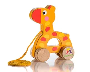 Wooden Pull Along Giraffe Toy - Beautiful Giraffe Pull Along Toy for Baby Boy & Girl - The Best Toy for 1-Year Olds and up- Outdoor & Indoor Toy for Babies & Toddlers- Child Safe Toy