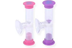 DGN Toys Sanduhren mit Saugnapf | Eieruhren |2 er Set | 2 min. Countdown |Sanduhr fürs Zähne Putzen für Kinder | Schule | Kita | Büro | zahnputzuhr | (Rosa/Violett)