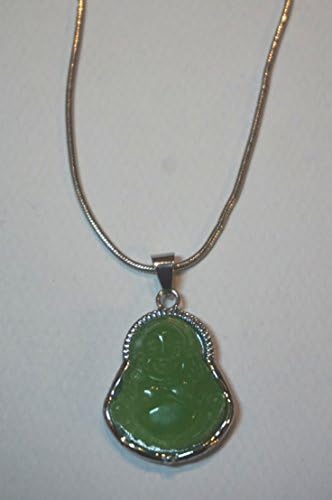 LUCKY HEALTH WEALTH FENG SHUI PENDANTS WITH CHAIN NECKLACE IN CHINESE JADE GREEN LUCKY CHARMS (JADE 2CM LAUGHING BUDDHA)