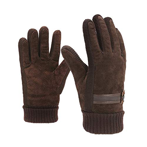 Preisvergleich Produktbild CJC Handschuhe Voll Finger Herren Winter Warm Super Weich Künstlich Wildleder Draussen Winddicht Fahren Dick (Farbe : T5, größe : ONE SIZE)